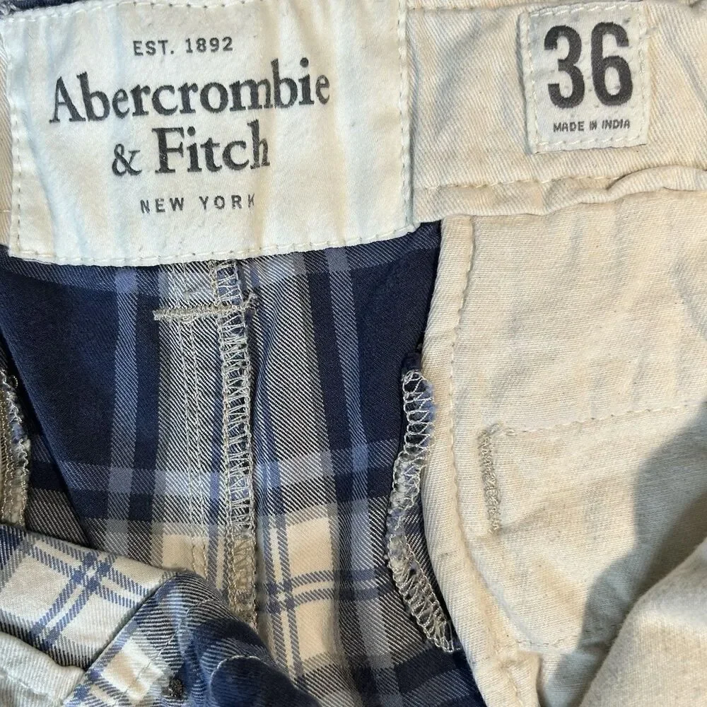 Abercrombie & Fitch Y2K Plaid Shorts Mens 36 Blue White Button Fly Cotton Grunge
